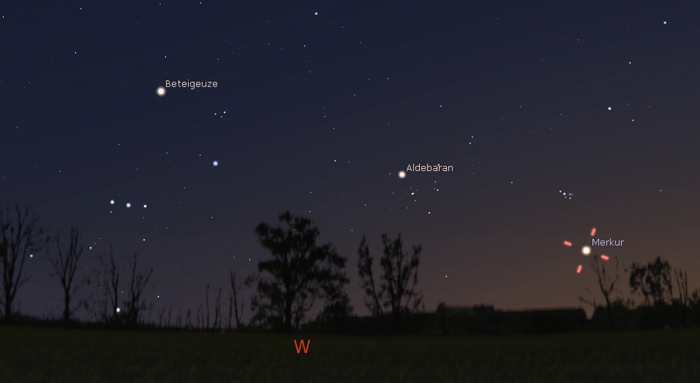 Merkur am Abendhimmel Ende April 2022